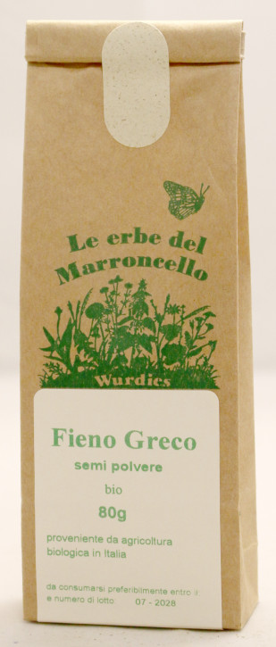 Fieno Greco (Trigonella foenum graecum) semi farina, polvere, bio 80g