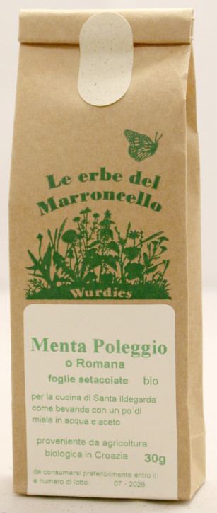 Menta Poleggia o Romana (mentha pulegium) foglie setacciate, bio 30g