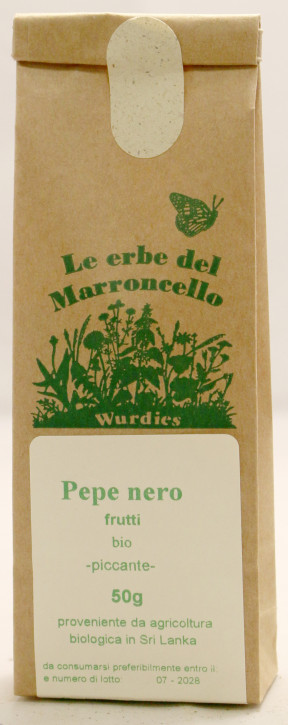 Pepe nero (Piper nigrum) frutti, bio - piccante - 50g