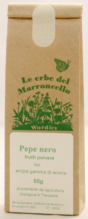 Pepe nero (Piper nigrum)  frutti polvere, bio  ampia gamma di aromi 50g