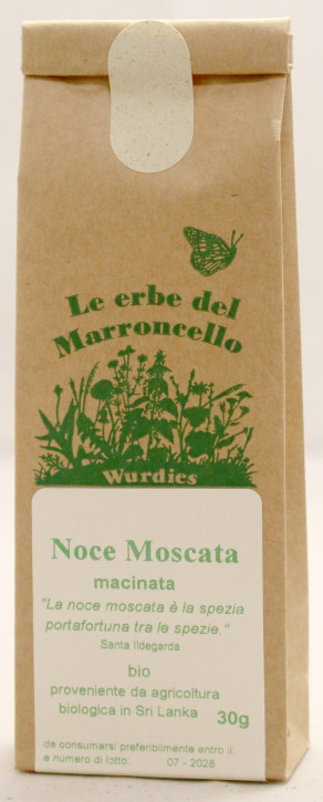 Noce Moscata (Myristica fragrans) semi polvere, bio 30g